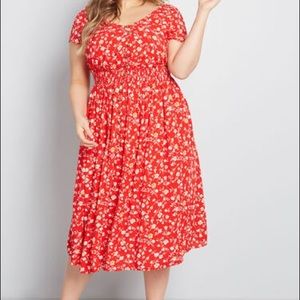 ModCloth red floral dress xs